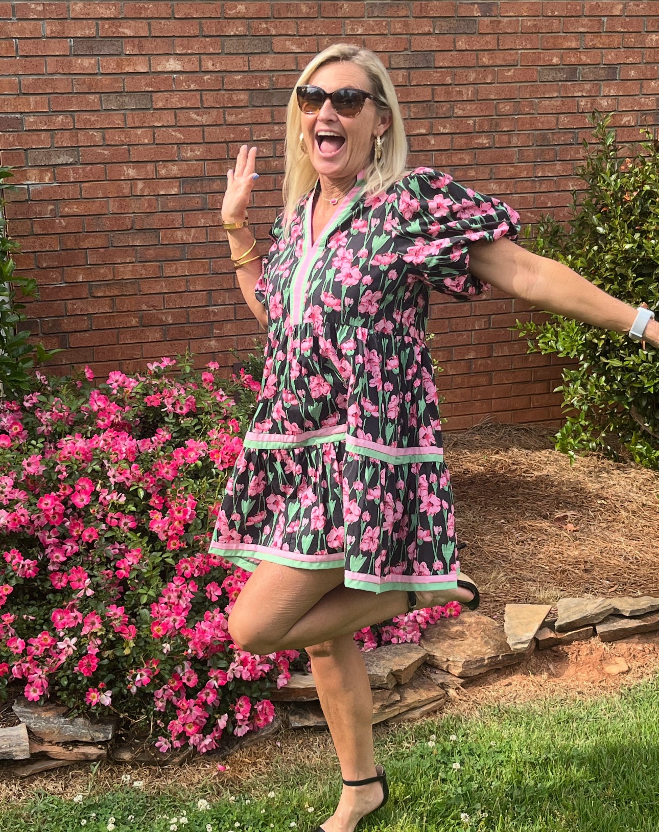 Entro black and pink floral dress