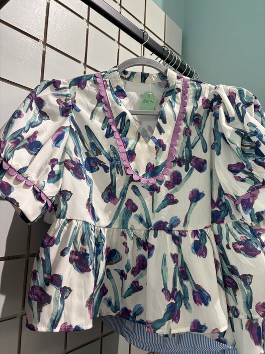 T&C Apparel floral white blouse