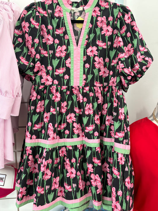 Entro black and pink floral dress