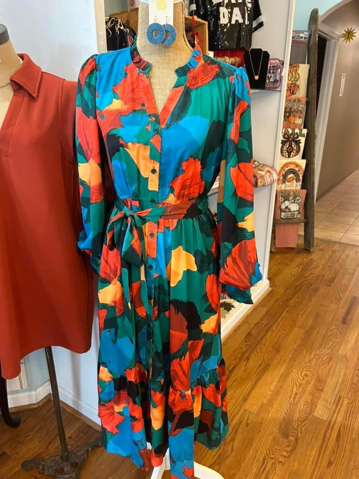 Watercolor Midi Dress