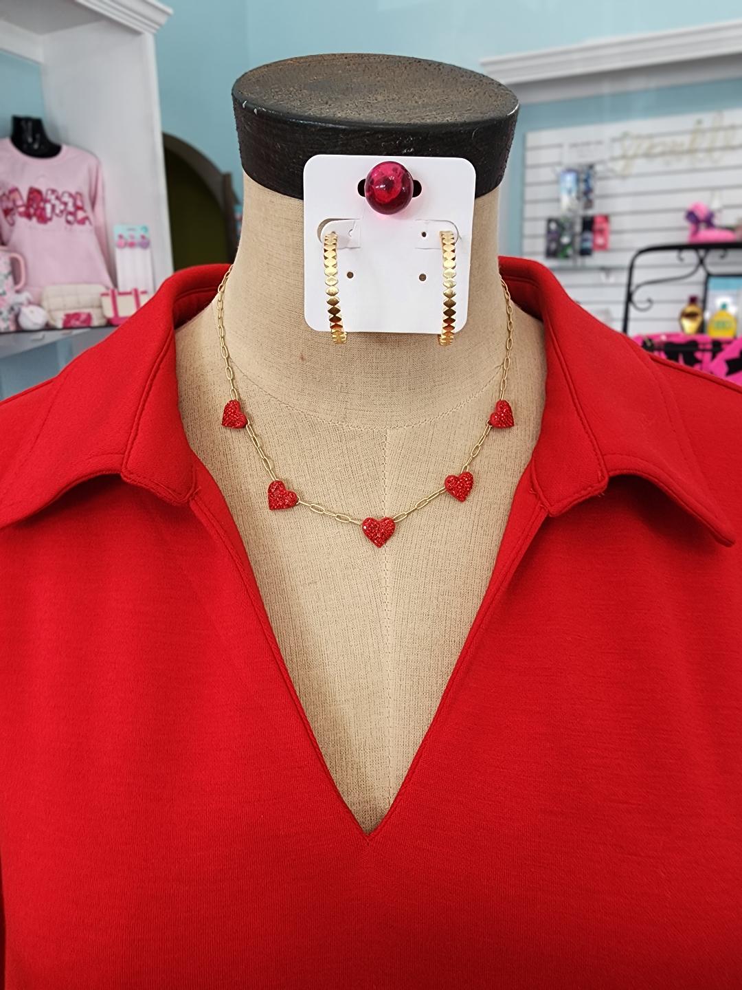 Crimson Heart Charm Necklace