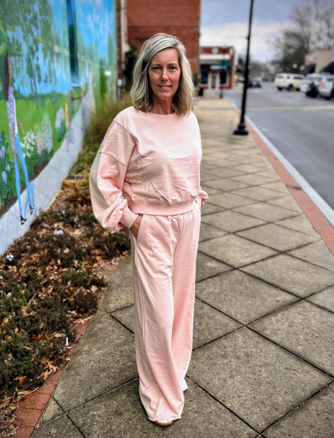 blush pink two piece set