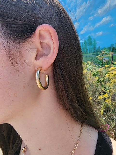 Matte Gold Hoops