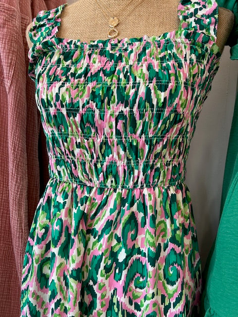 Spring Pink and Green Delight Dress