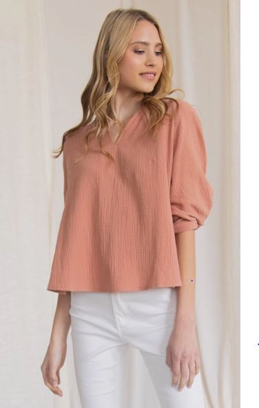 Shell Coral Gauze Top