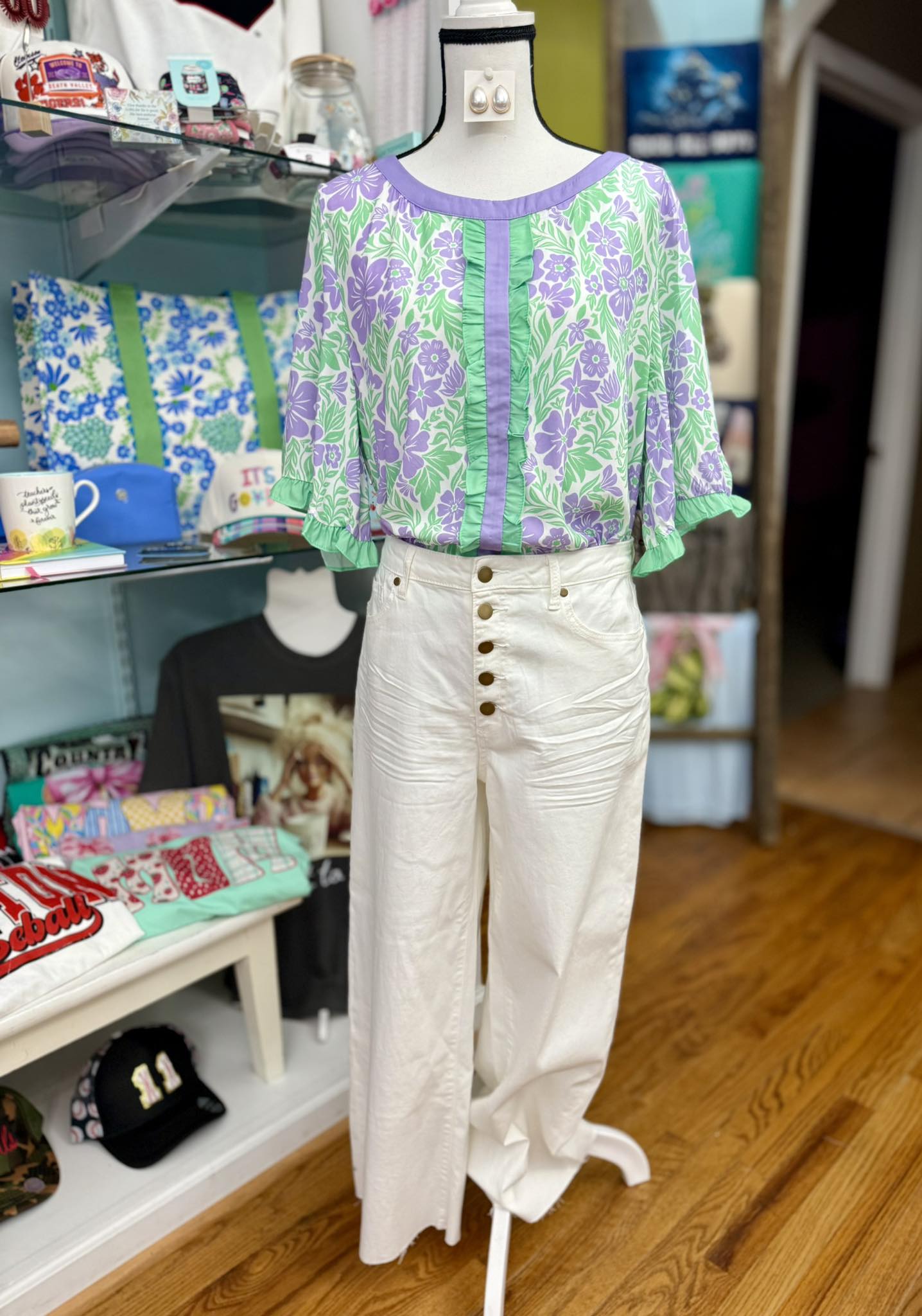 Lavender Bloom Ruffle Top