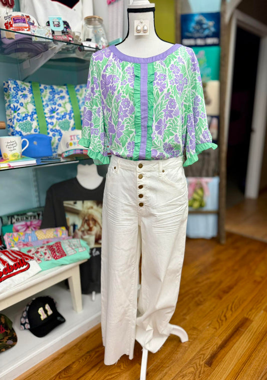 Lavender Bloom Ruffle Top