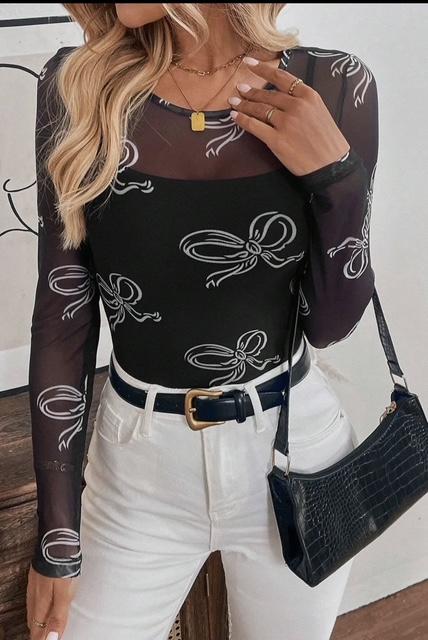 Midnight Bow Sheer Top