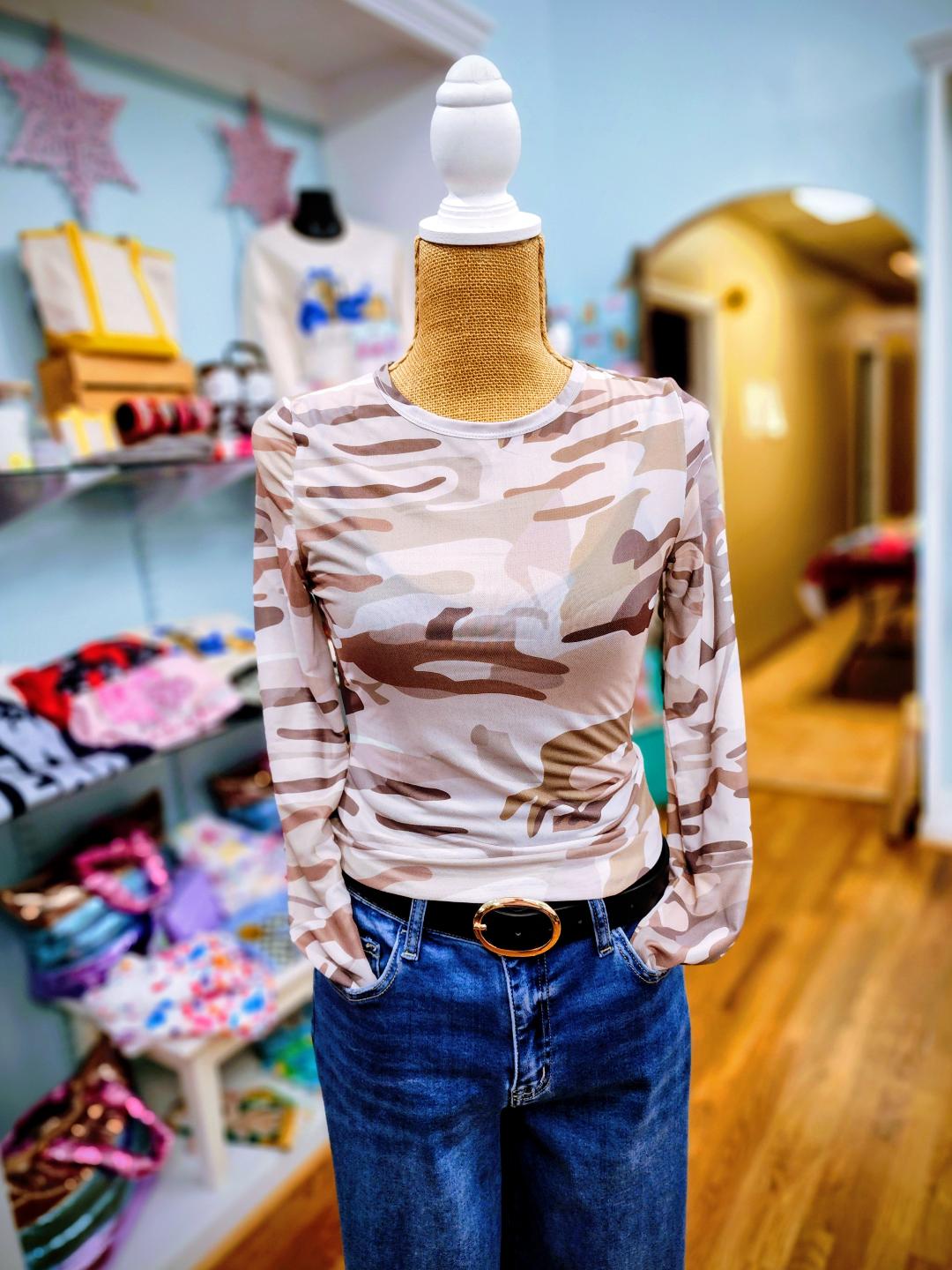 Desert Drift Camo Sheer Top