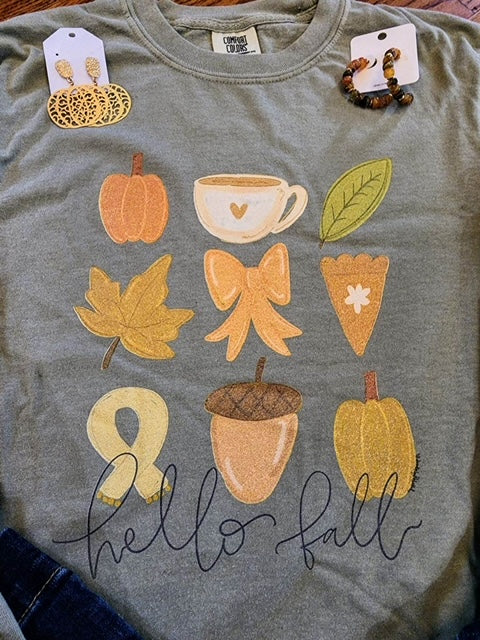 Comfort Colors Hello Fall Long-Sleeve Shirt