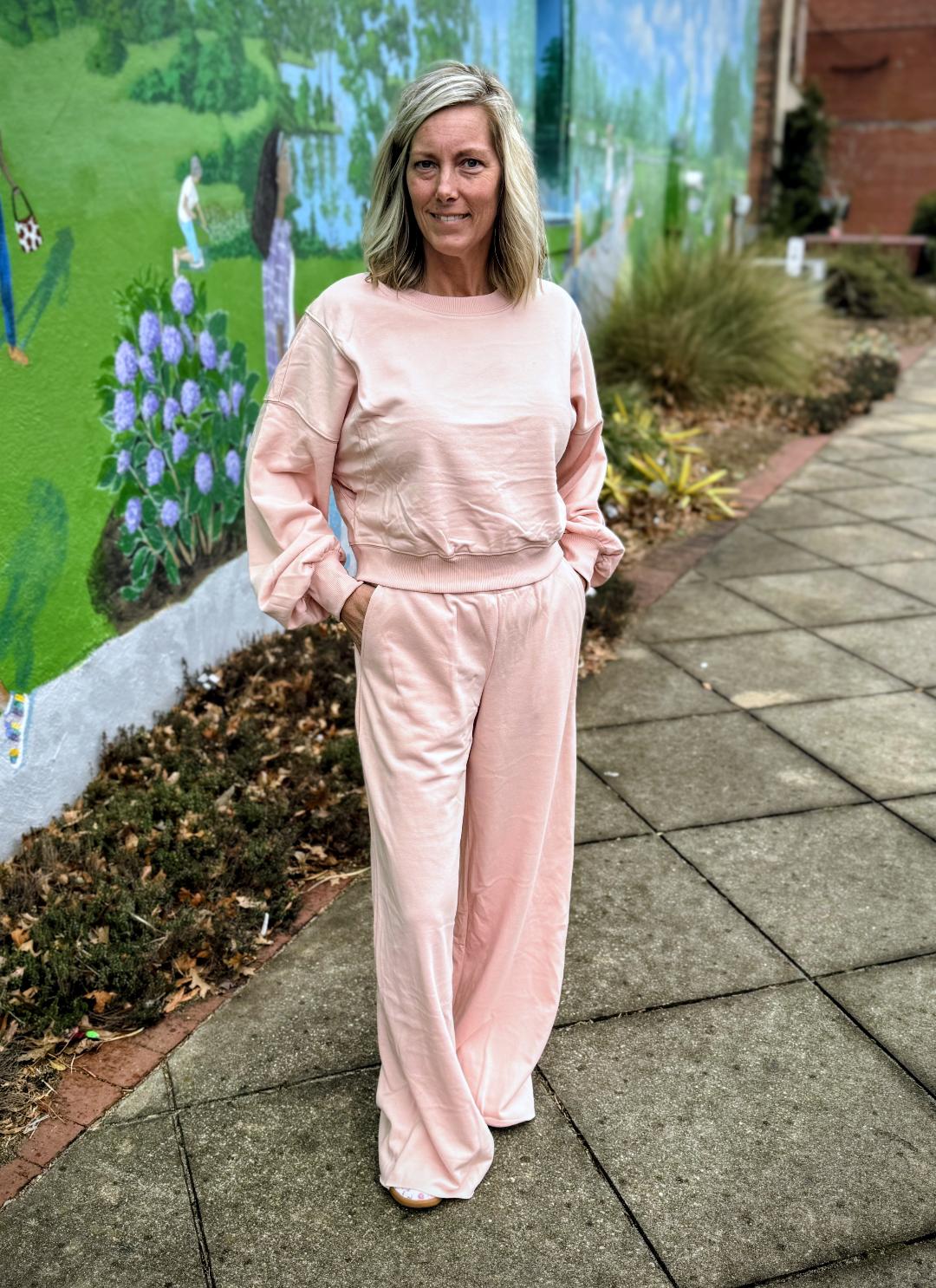 blush pink two piece set