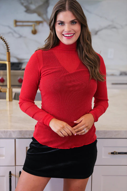 Red Hot Confidence Sheer Top