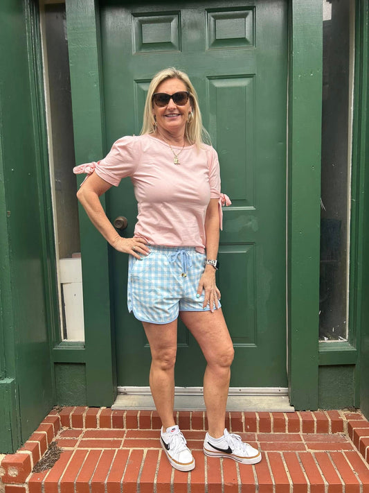 Blush Bow Sleeve Everyday Top