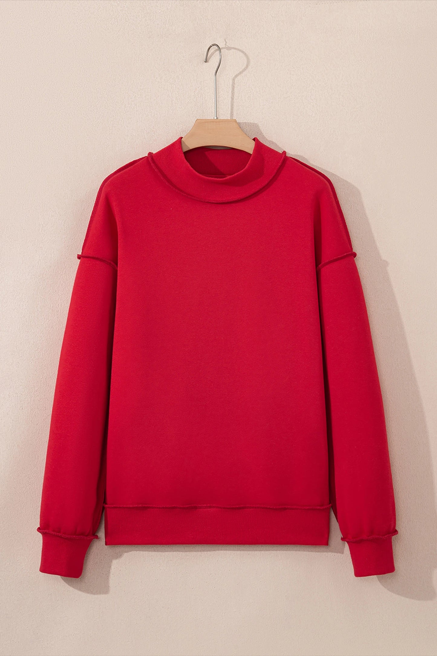 Soft Reversible Red or Sand Mock Neck Sweatshirts