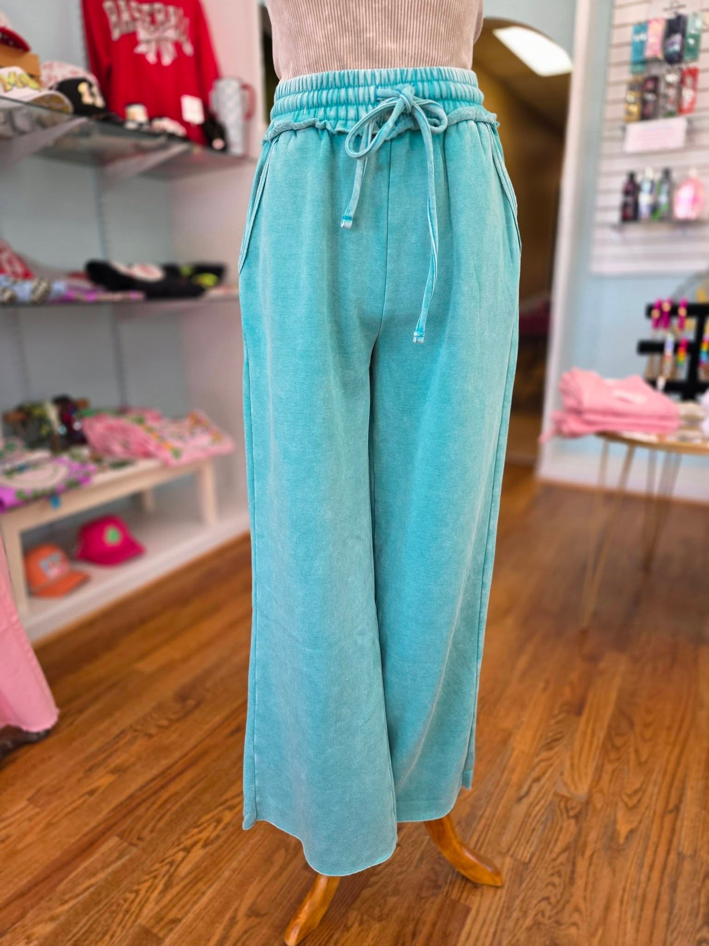 mineral washed wide leg pants