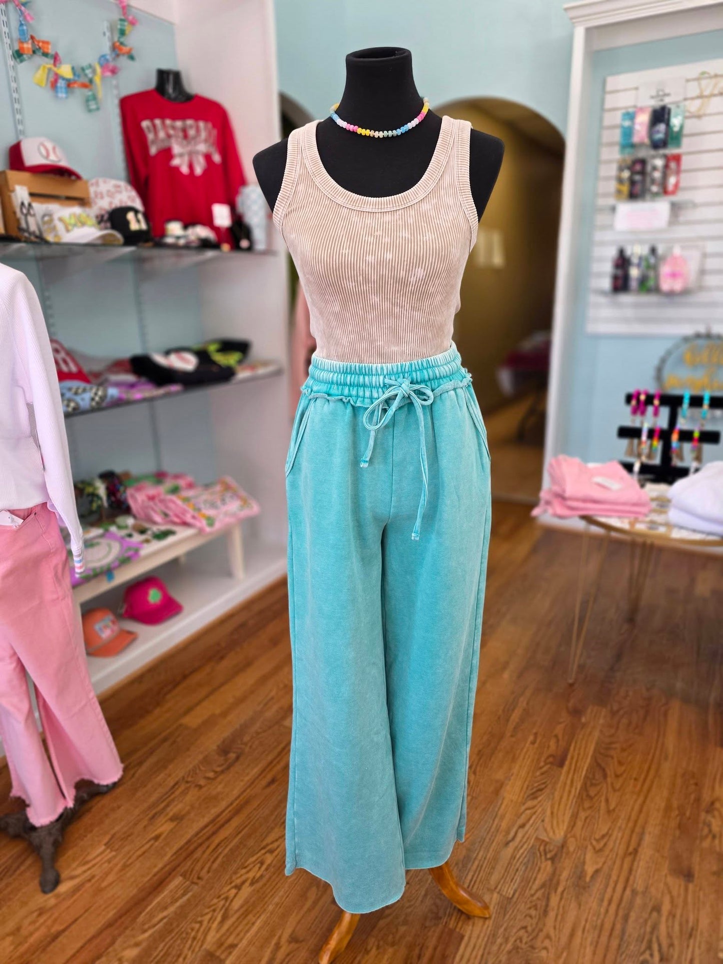 mineral washed wide leg pants