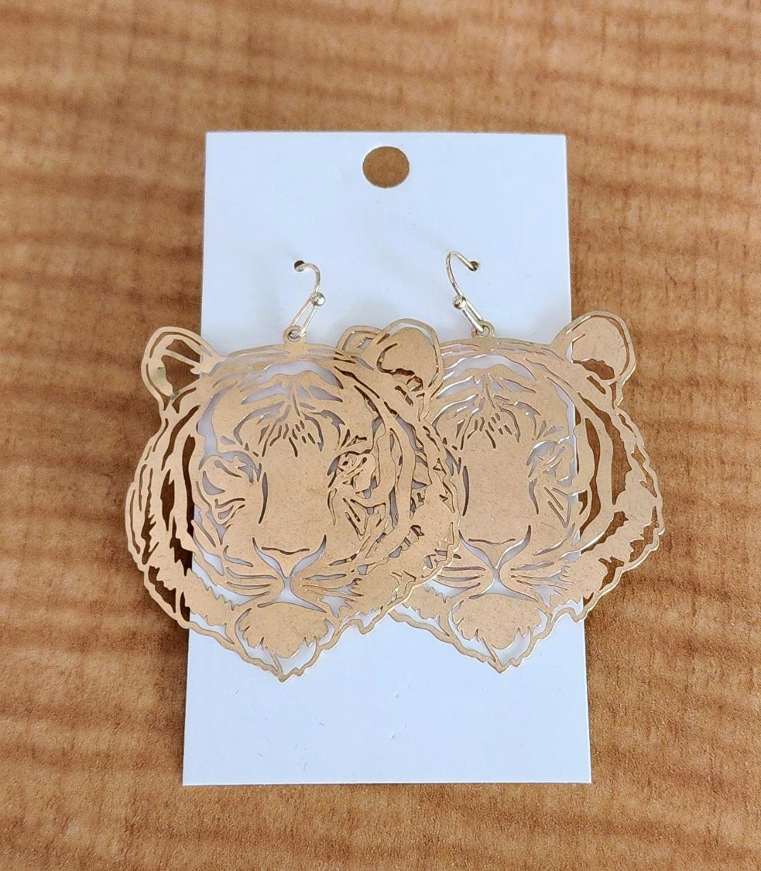 Gold Tiger Earrings